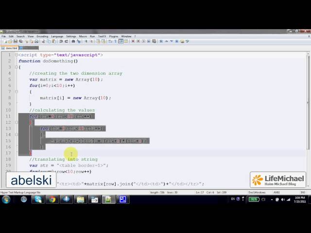 Two Dimension Arrays in Java Script