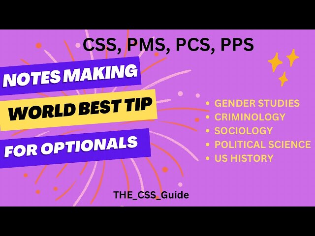 Notes Making For CSS Optional Subjects | CSS PMS PCS | The CSS Guide