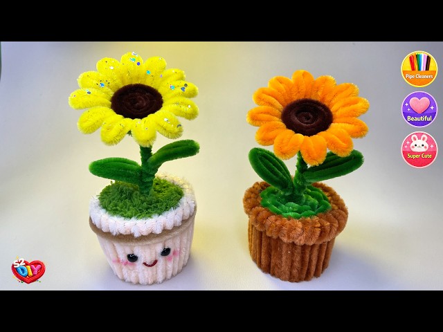Make a Gorgeous Mini Sunflower Pot with Pipe Cleaners 🌻 Beautiful & Simple Tutorial