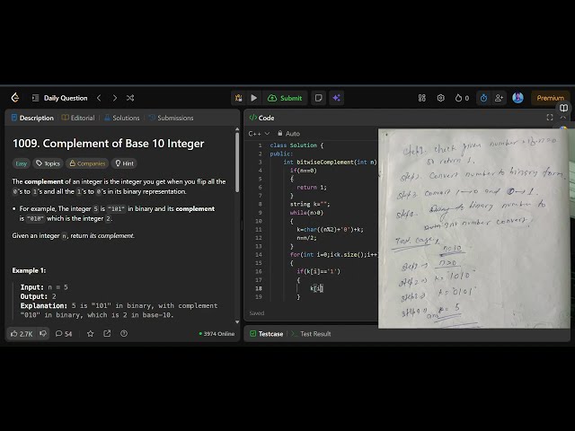 Complement of Base 10 Integer | 1 Detailed Approaches | Leetcode 1009 | vinaykumarswami5817