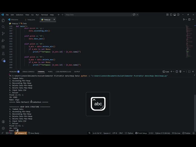 Demo Program Heap Data Structure Menggunakan Python