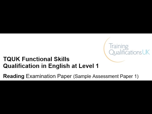 TQUK English Reading L1 Sample Paper 1