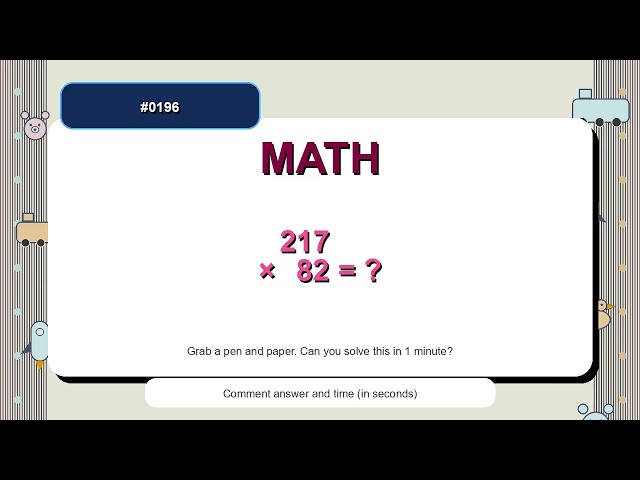 1 Minute Math Multiplication #0196