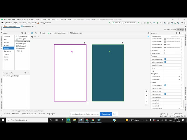 Linear layout design in android studio