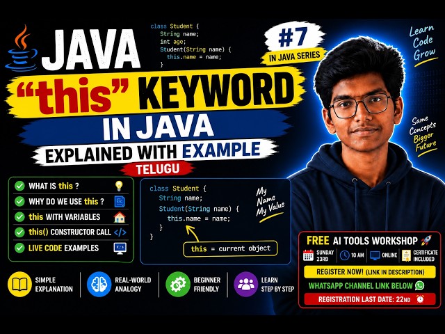 "this" Keyword in Java Explained with Example | Java Tutorial in Telugu | Kenzo Pulse |