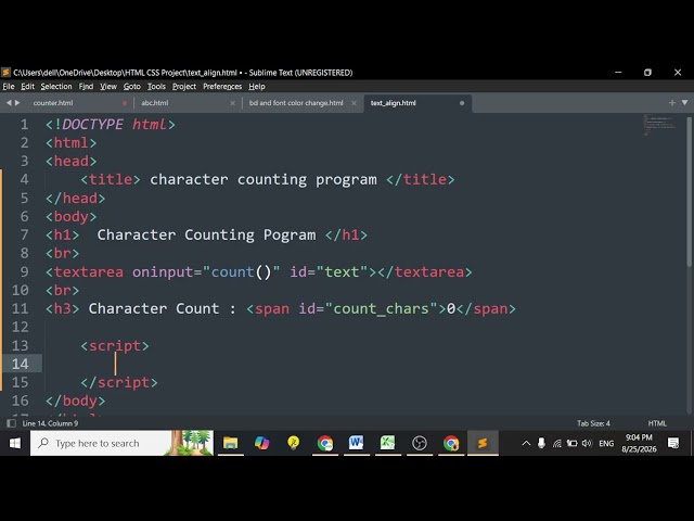 Live Character Counting Program using HTML & JavaScript Easy & Simple Way #nitin_sir #sdi