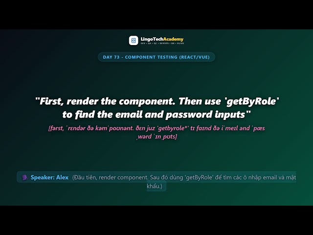 🚀 Day 73 - Component Testing (React/Vue) | English for Frontend Developers