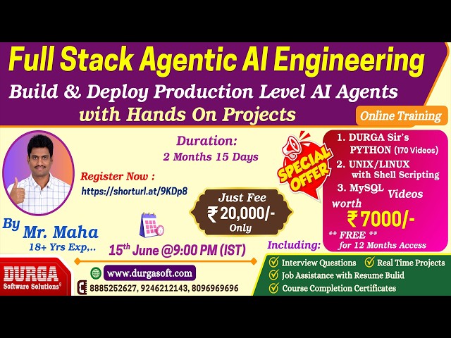 Full Stack Agentic AI Engineering Online Training @ DURGASOFT