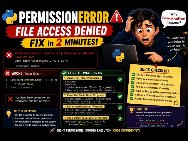 How to Fix PermissionError in Python | [Errno 13] Permission Denied Solutions 💻