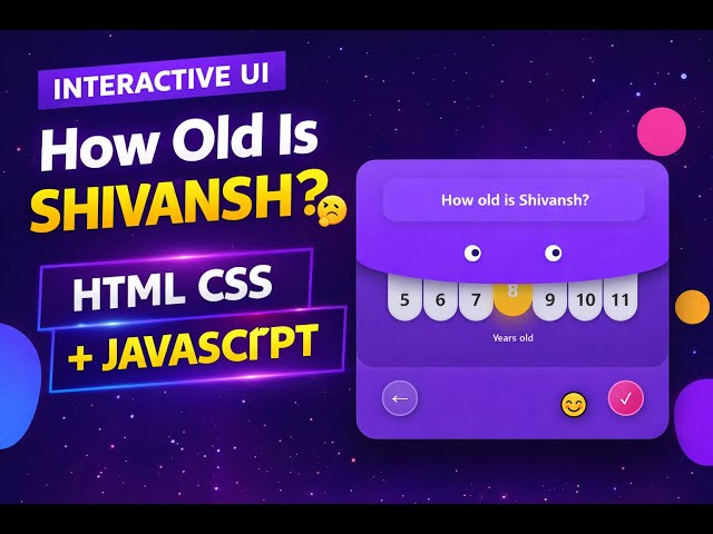 HTML CSS JavaScript Animation | Creative Web Design | Interactive Kids Age Selector UI #threejs