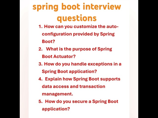 Top spring boot interview questions | daily questions 1  #java #spring boot