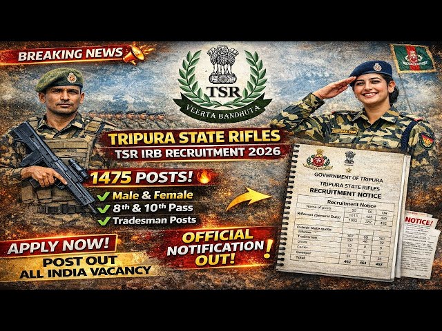 🔥 TSR IRB Recruitment 2026 | 1475 Posts | 8th/10th Pass | Notification Out | TSR IRB New Vacancy ...