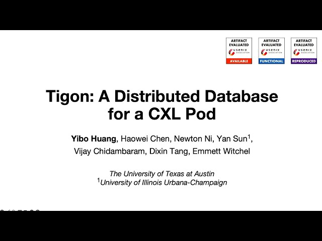 OSDI '25 - Tigon: A Distributed Database for a CXL Pod