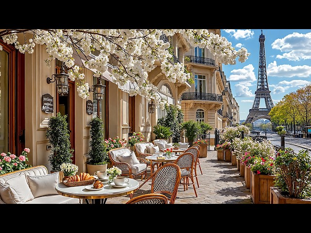 Fresh Spring Morning Jazz ☕ Paris Street Coffee Shop Ambience & Relaxing Jazz Music for Study & Work