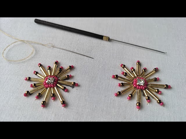 How to start Aari work and small motifs with beads and pipes using a normal needle