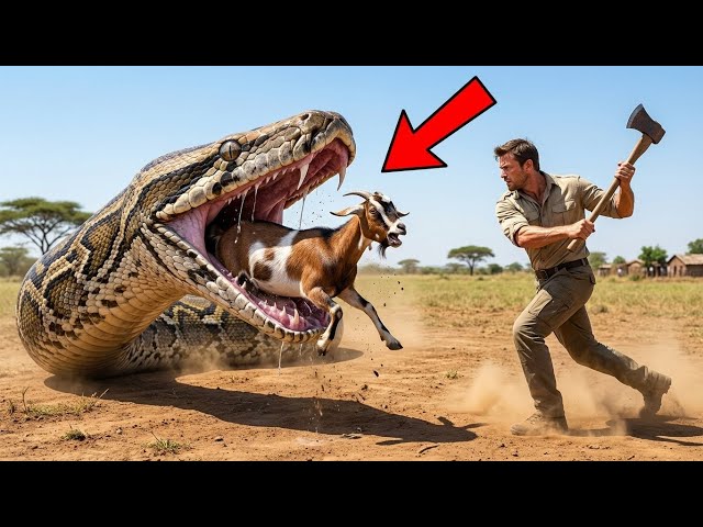 GIANT Python Attack! Brave Rescue Team Saves Helpless Goat 🐍🛟