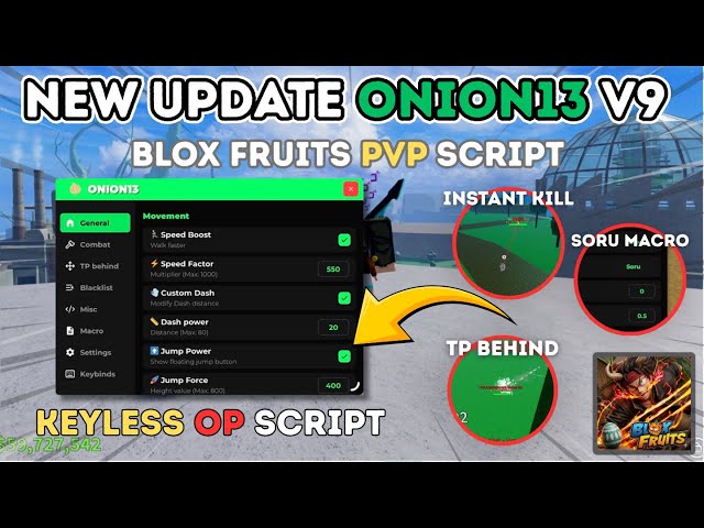 New update onion13 V9 Blox fruits PVP script