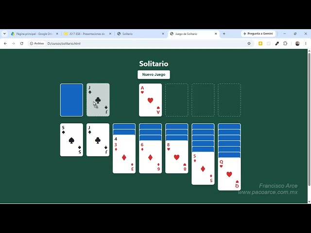 Crear un juego del Solitario con JavaScript: Verifica el lugar de "aterrizaje" o "drop".
