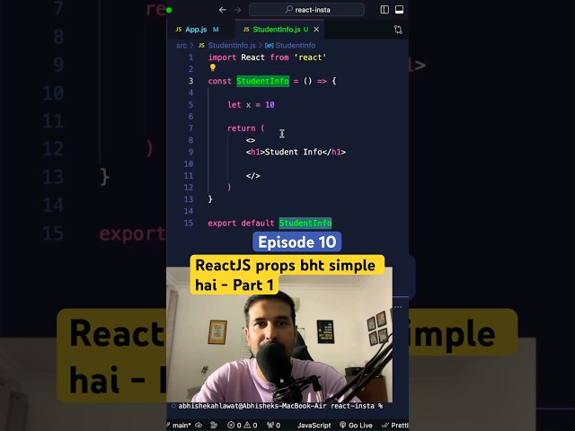 ReactJS Props Explained for beginners 😀 #reactjs #reactjstutorial