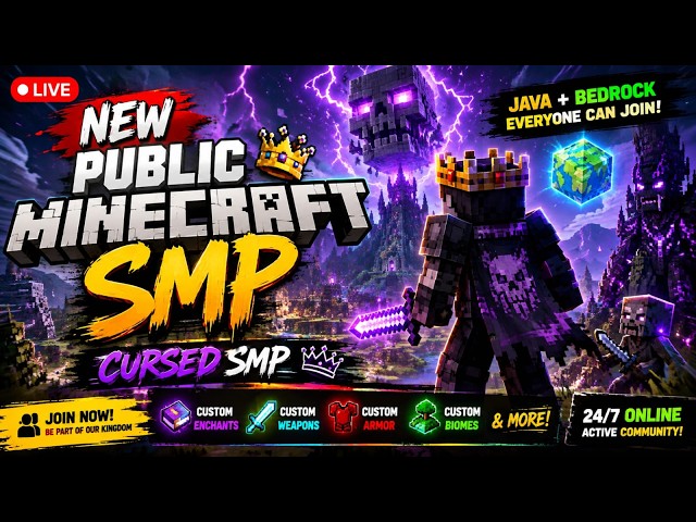 🔴 NEW Public Minecraft SMP 🌍 | Cursed SMP 👑 | Custom Enchants & More