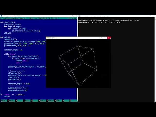pygame - 3D Rotating Qube - Game Development and Simplicity