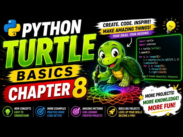 Python Turtle Chapter 8 🔥 Patterns & Designs in Hindi | Advanced Turtle Graphics#coding #python 
