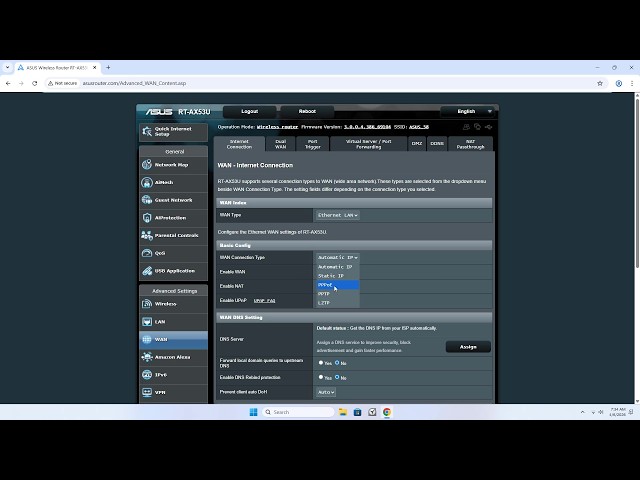 Setup PPPoE connection on ASUS AX router