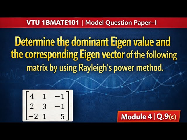 Rayleigh Power Method Eigenvalue | Q9(c) | Model Paper-I 2025 | VTU 1BMATE101