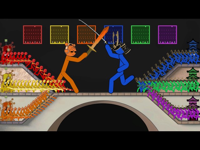 Stickman Fight Sprunki vs Samurai - Bridge Clash Battle Fight