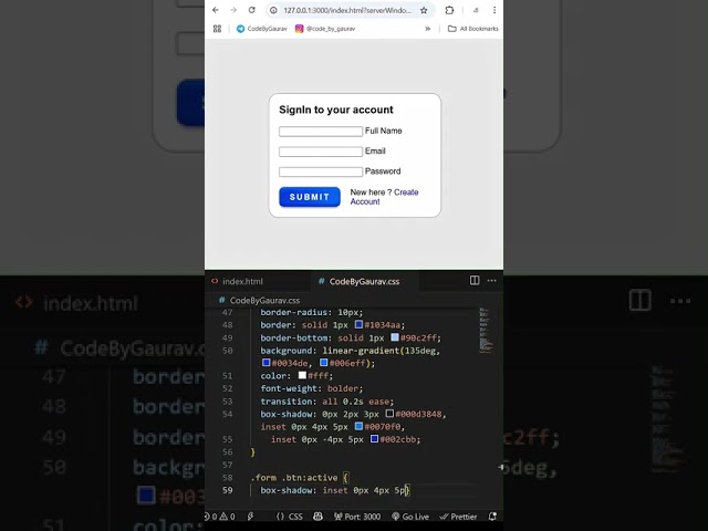 Simple Sign In from UI using HTML & CSS #webdevelopment #coding #htmlcss#shorts