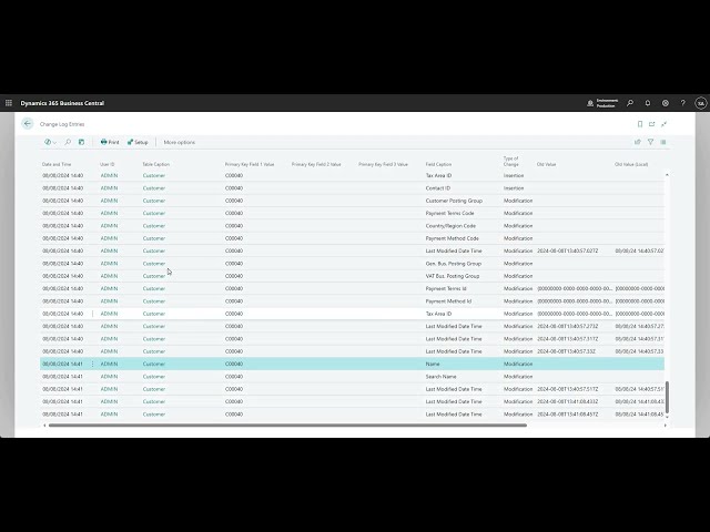 Using Change Logs to Track Changes in Business Central