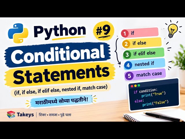 Python Conditional Statements in Marathi | if, if else, elif, Nested if & Match Case | #9