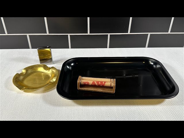 RAW Matte Black Cigarette Rolling Tray - Smooth Rounded Edges