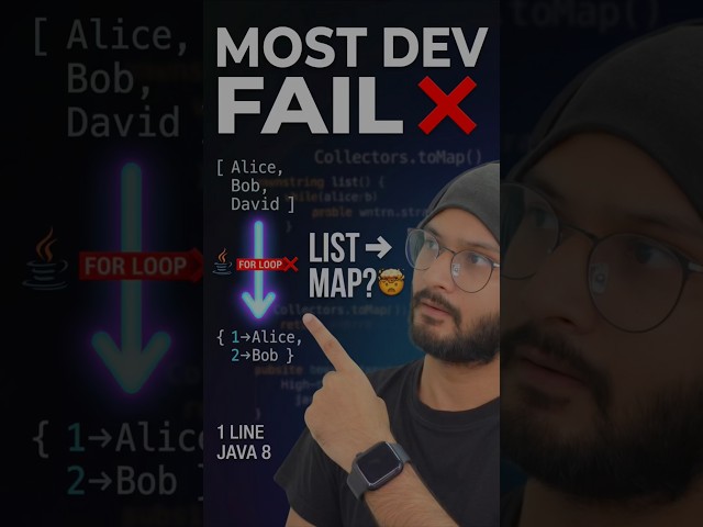 CONVERT LIST TO MAP ❌ WITHOUT LOOP 🤯 in Java 8 #dsa #java #interview #coding