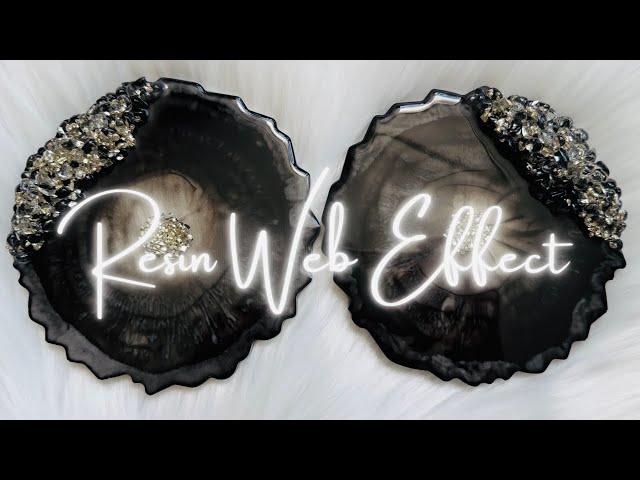 Resin Web Effect Black & Silver Coasters with Crystal Decor Resin Tutorial 4 Beginners
