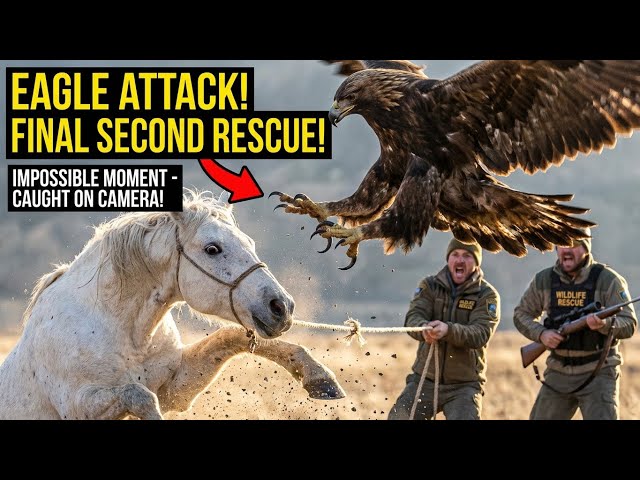 Heroic rescue team rushes to save a lonely horse from the fatal claws of a giant eagle🦅