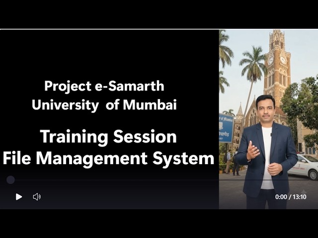 Project e-Samarth – University of Mumbai | Training on File Tracking Management System.