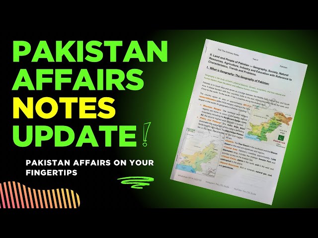 Waiting For Pakistan Affairs Complete Notes? | Update | CSS #KP-PMS