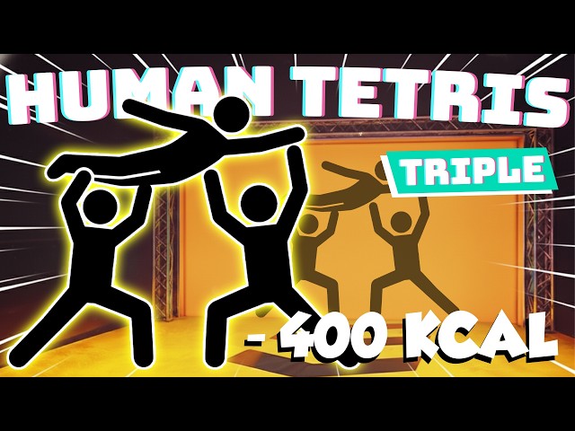 HUMAN TETRIS х 3 Player | Immersive Interactive Warm Up | CO-OP 🔥 HARD LEVEL | –400 kcal
