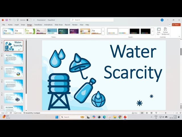 How to Make Presentation in Powerpoint | Water Scarcity PowerPoint Presentation #ppt