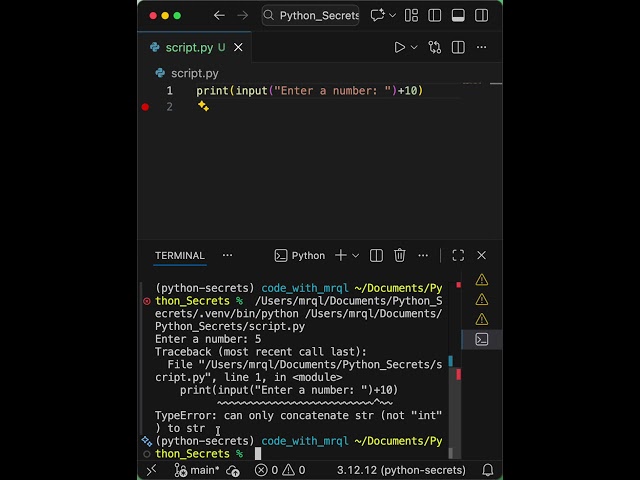Stop Adding Strings to Integers! 🛑 (Python TypeError) #coding #python