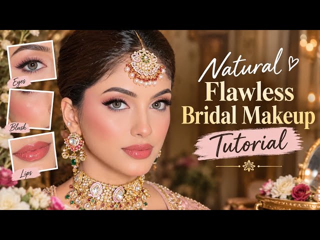 Natural flawless bridal makeup tutorial #makeuptutorial #bridalmakeup #makeup 