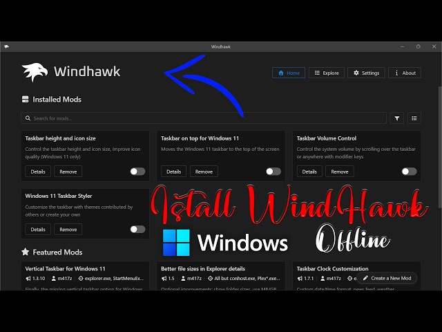 Download and Install Windhawk Offline on a Windows Computer?