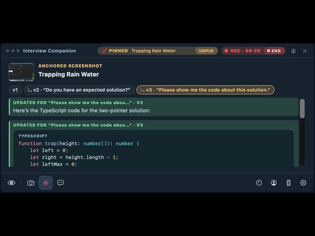 What the interviewer sees vs. what I see — live coding interview demo