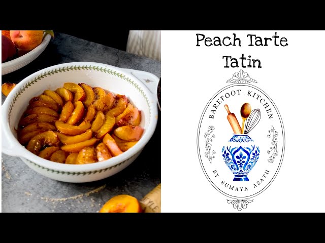 Sunset in a Slice! - Caramelized Peach Tarte Tatin with No-Churn Cream Cheese Ice Cream! 🍑🍨 #food 