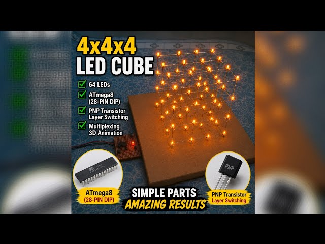 Easy Microcontroller based project (4x4x4 LED Cube)