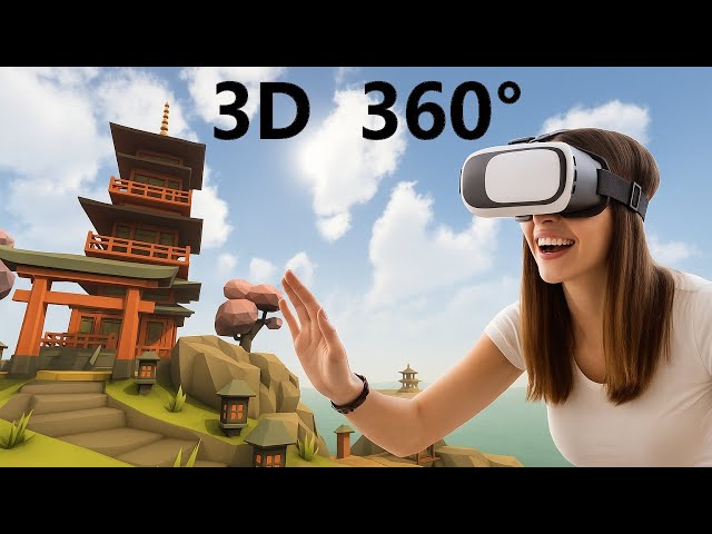 Japanese Geometric Pagoda in 3D 360° | Calming Virtual Escape