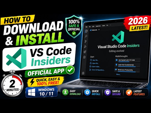 How to Download & Install VS Code Insiders on Windows (2026) ⚡ | Official Microsoft Guide