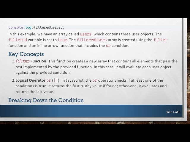 Understanding the filter Function in JavaScript: How or/|| Works Together