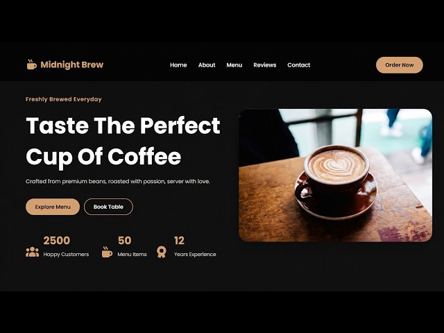 Responsive Coffee Shop Website Using HTML CSS & JavaScript ☕